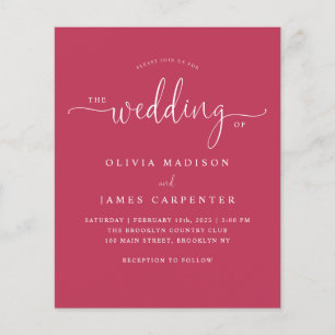 Budget Modern Magenta Pink Photo Wedding Invite