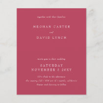 Budget Modern Magenta Wedding Invitation