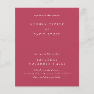 Budget Modern Magenta Wedding Invitation