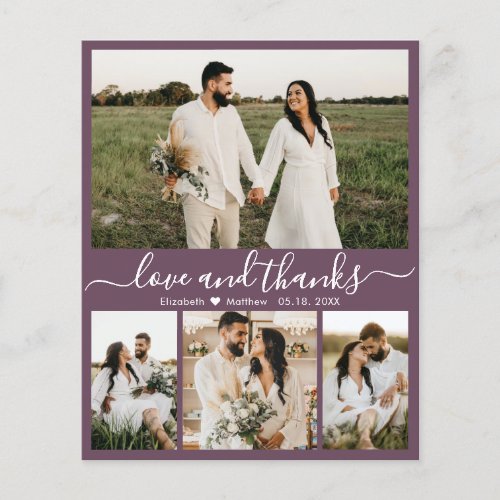 Budget Modern Mauve Photo Wedding Thank You Card