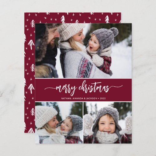 Budget Modern Merry Christmas Photo Collage Card