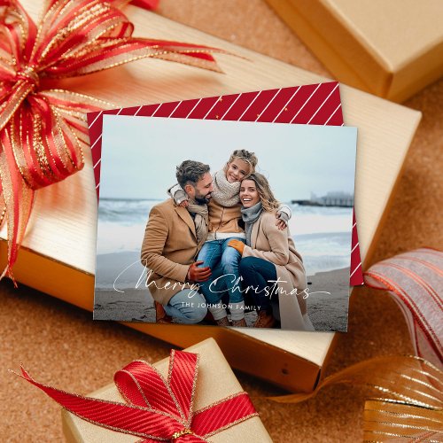 Budget Modern Merry Christmas Photo Holiday Card