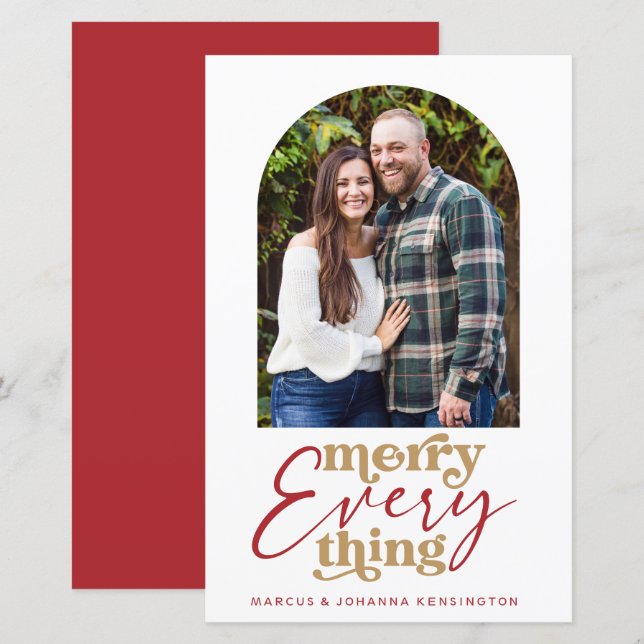 Budget Modern Merry Everything Arch Holiday Photo  (Front/Back)