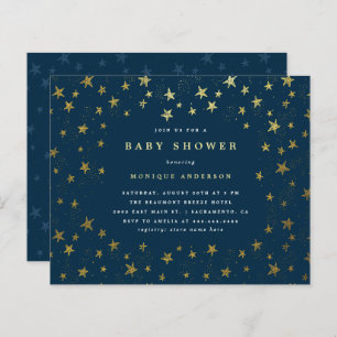Budget Modern Midnight Blue Gold Stars Baby Shower