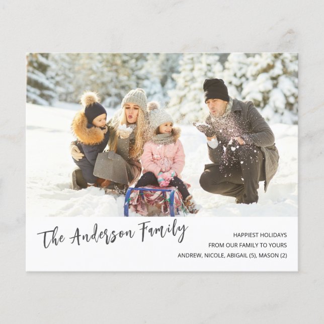 Budget  Modern Minimal 2024 Holiday 2 Photo Card Flyer (Front)
