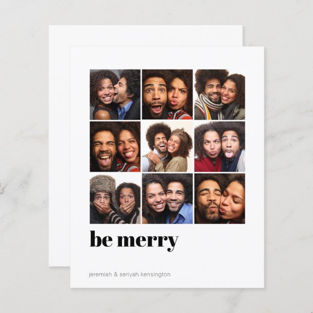 Budget Modern Minimal 9 Square Holiday Photo (Front/Back)