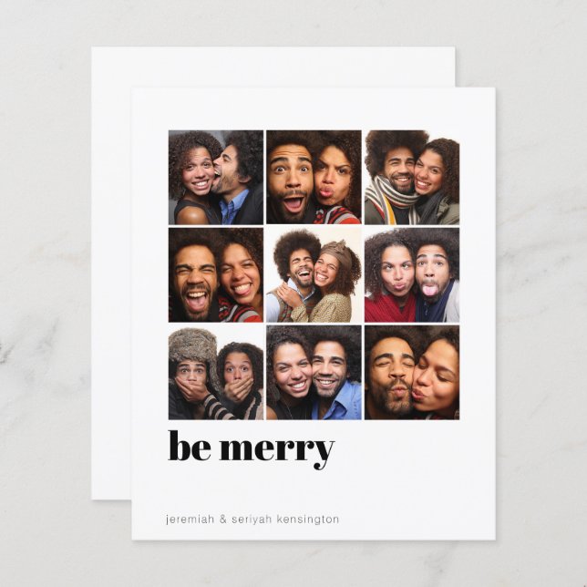 Budget Modern Minimal 9 Square Holiday Photo (Front/Back)