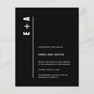 Budget Modern Minimal Black Bold Initials Wedding Flyer