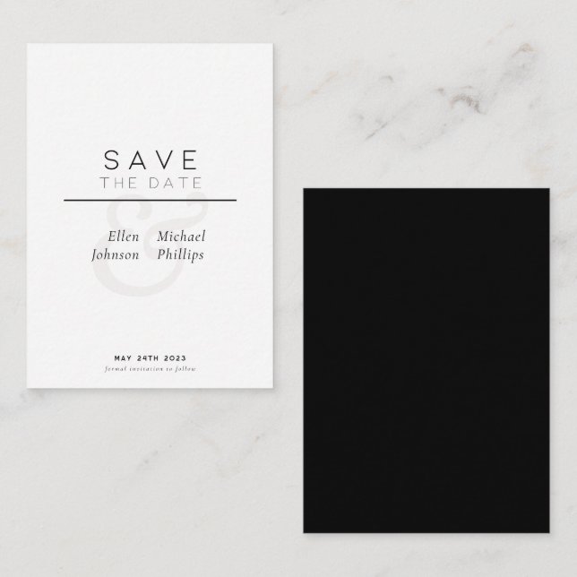 budget modern minimal elegant save the date  note card (Front/Back)