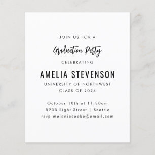 Budget Modern Minimal Graduation Party Invitation