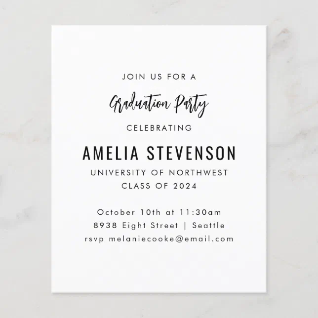 Budget Modern Minimal Graduation Party Invitation | Zazzle