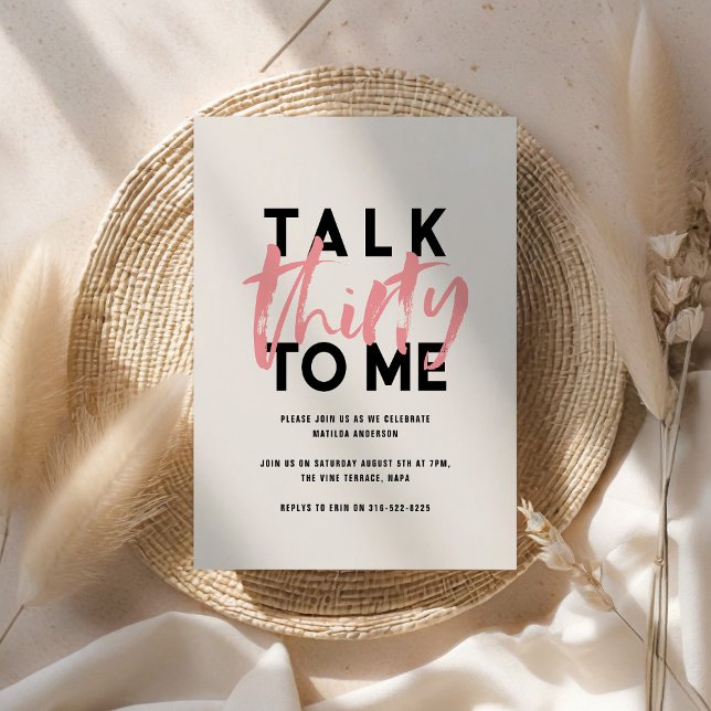 budget Modern minimal typography girly pink 30th Note Card (Creator Uploaded)