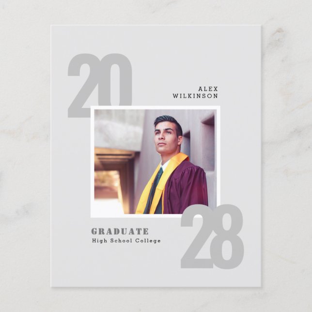 BUDGET Modern Minimalist 5 Photo Grad Announcement Flyer (Front)
