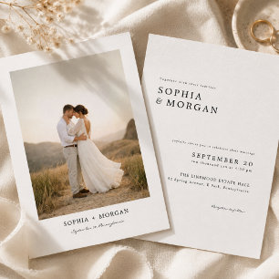 Budget Modern Minimalist Boho Photo Wedding Invitation
