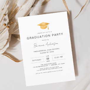 Budget Modern Minimalist Gold Graduation Party