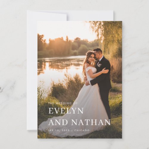 Budget Modern Minimalist Overlay Photo Wedding Invitation