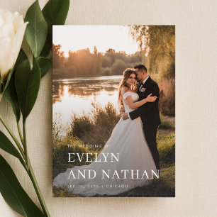 Budget Modern Minimalist Overlay Photo Wedding Invitation