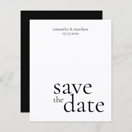 BUDGET Modern Minimalist Save The Date Wedding