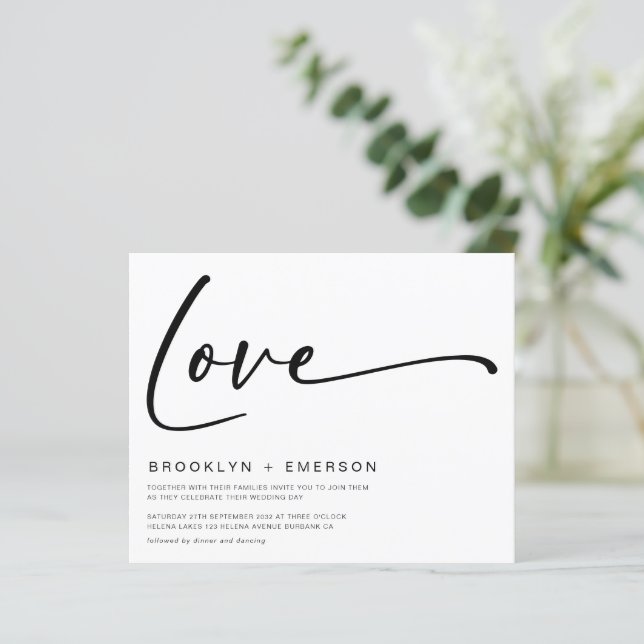 Budget Modern Minimalist Wedding Invitation (Standing Front)
