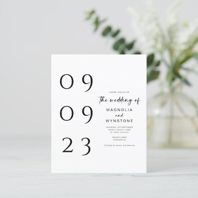 Budget Modern Minimalist Wedding Invitation (Standing Front)