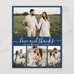 Budget Modern Navy Photo Wedding Thank You Card