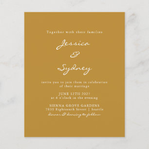 Budget Modern Ochre Script Wedding Invitation