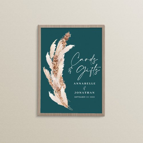 Budget modern pampas grass wedding cards and gifts poster