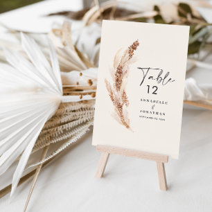 Budget modern pampas grass wedding table number foam board