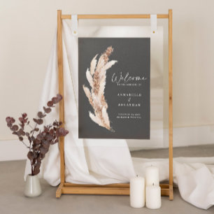 Budget modern pampas grass wedding welcome poster