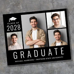 Budget Modern Photo Black Graduation Announcement