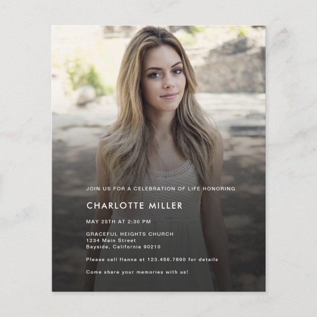 Budget Modern Photo Celebration Of Life Funeral  Flyer (Front)