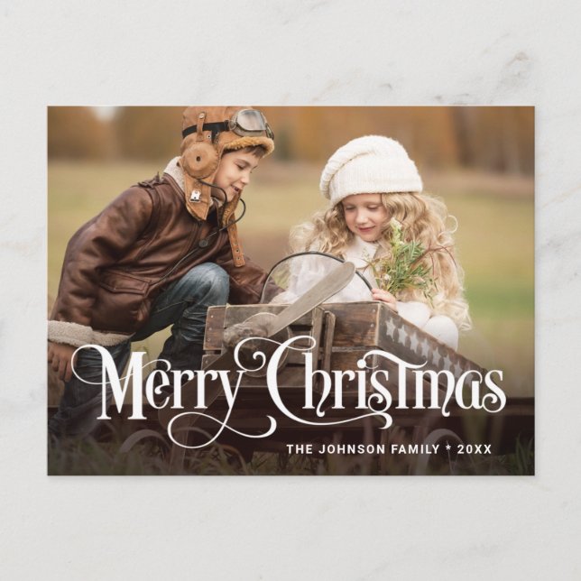 Budget Modern PHOTO Christmas Greeting Card (Front)