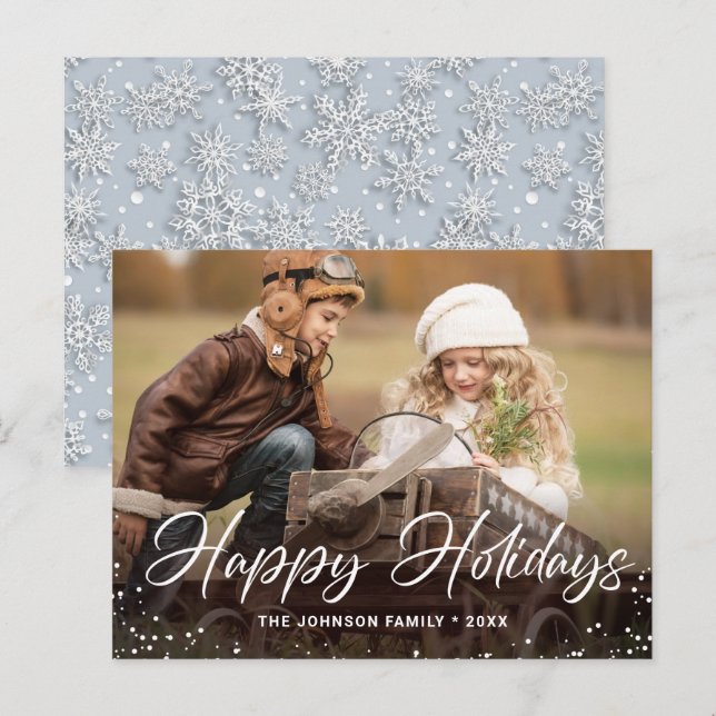 Budget Modern PHOTO Christmas Greeting Card (Front/Back)