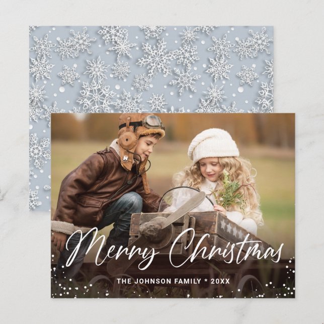 Budget Modern PHOTO Christmas Greeting Card (Front/Back)