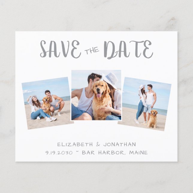 Budget Modern Photo Collage QR Code Save The Date (Front)