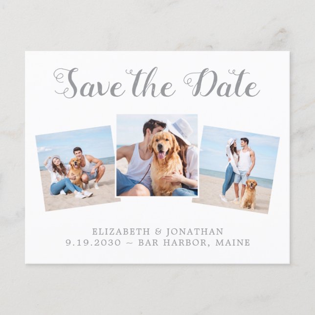 Budget Modern Photo Collage Save The Date (Front)