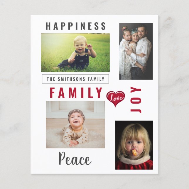 Budget Modern Photo Collage Wishes Holiday Card (Front)