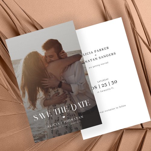 Budget modern photo destination wedding save date