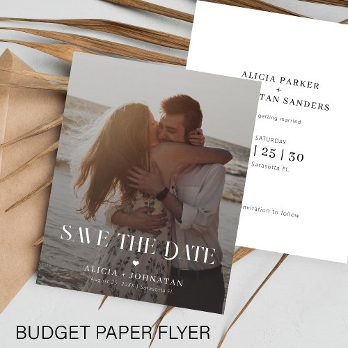 Budget modern photo destination wedding save date flyer