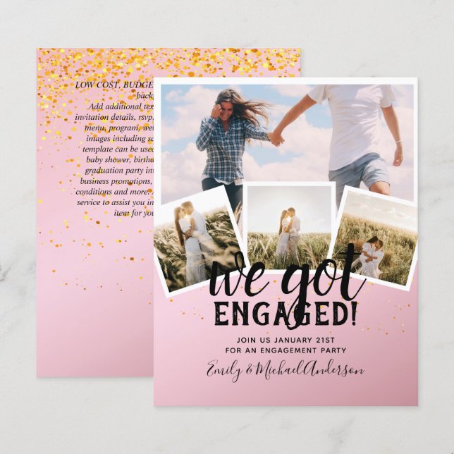 BUDGET Modern PHOTO ENGAGEMENT Announcement (Front/Back)