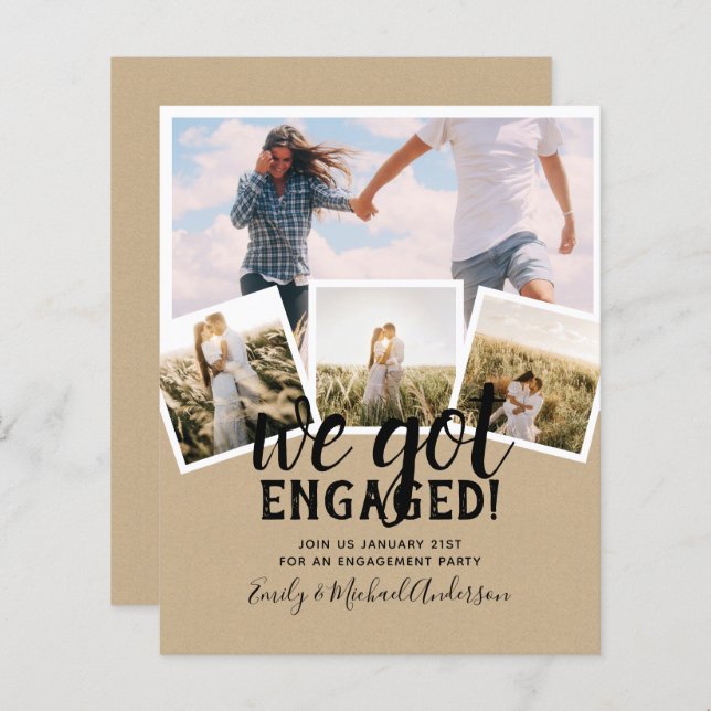 BUDGET Modern PHOTO ENGAGEMENT Announcement (Front/Back)