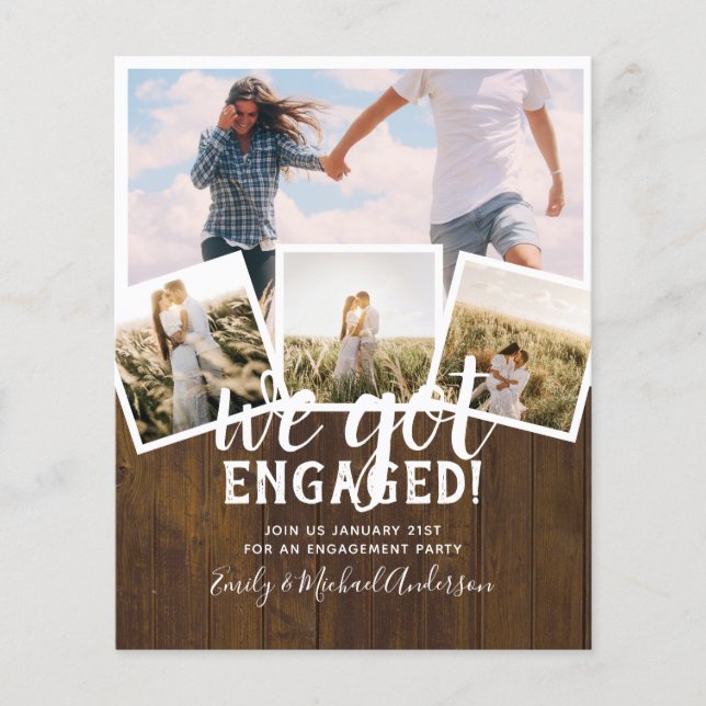 BUDGET Modern PHOTO ENGAGEMENT Announcement Flyer (Front)