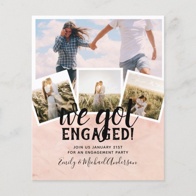 BUDGET Modern PHOTO ENGAGEMENT Announcement Flyer (Front)
