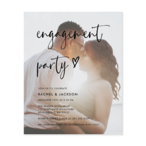 Budget Modern Photo Engagement Party Invitation