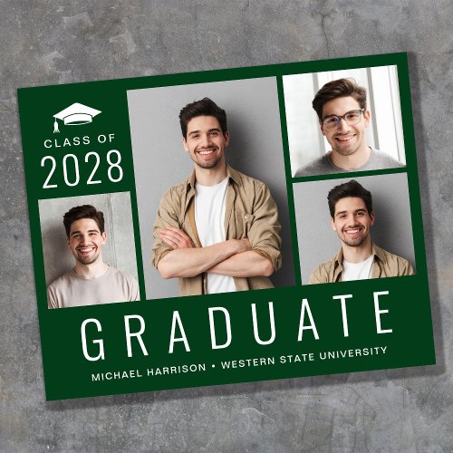 Budget Modern Photo Green Graduation Announcement