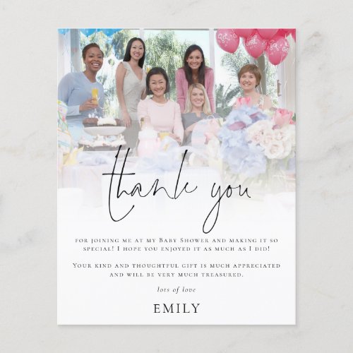 Budget Modern Photo Overlay Baby Shower Thank You