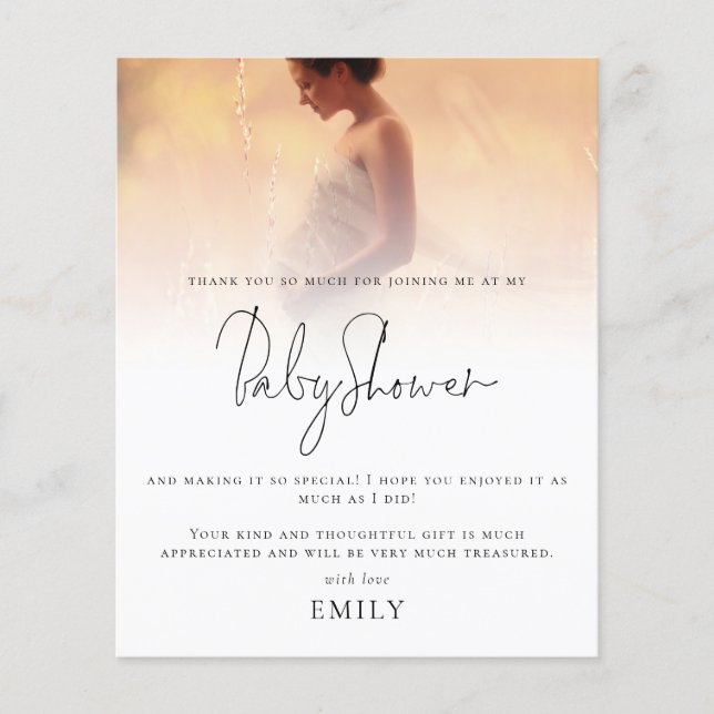 Budget Modern Photo Overlay Baby Shower Thank You (Front)
