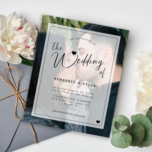Budget modern photo overlay wedding invitation