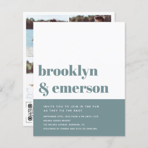 Budget Modern Photo QR Code Wedding Invitation