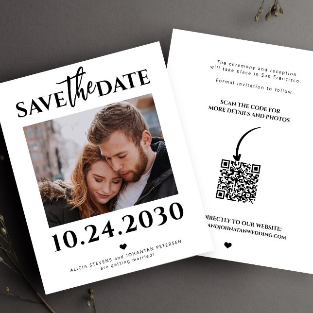 Budget modern photo QR code wedding save the date (Creator Uploaded)